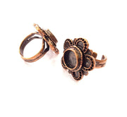 Copper Ring Settings inlay Ring Blank Mosaic Ring Bezel Base Cabochon Mountings ( 10 mm blank) Antique Copper Plated Brass G13443