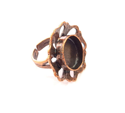 Copper Ring Settings inlay Ring Blank Mosaic Ring Bezel Base Cabochon Mountings ( 16 mm blank) Antique Copper Plated Brass G13444