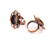 Copper Ring Settings inlay Ring Blank Mosaic Ring Bezel Base Cabochon Mountings ( 16 mm blank) Antique Copper Plated Brass G13444