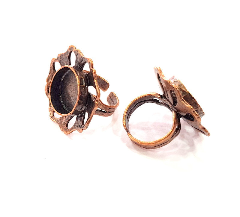 Copper Ring Settings inlay Ring Blank Mosaic Ring Bezel Base Cabochon Mountings ( 16 mm blank) Antique Copper Plated Brass G13444