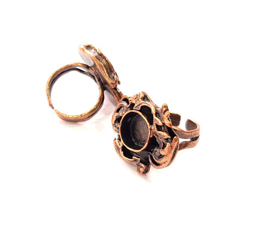 Copper Ring Settings inlay Ring Blank Mosaic Ring Bezel Base Cabochon Mountings ( 10 mm blank) Antique Copper Plated Brass G13447