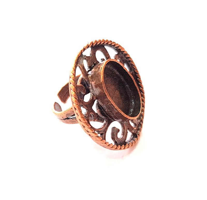 Copper Ring Settings inlay Ring Blank Mosaic Ring Bezel Base Cabochon Mountings ( 18x13 mm blank) Antique Copper Plated Brass G13449