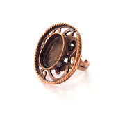 Copper Ring Settings inlay Ring Blank Mosaic Ring Bezel Base Cabochon Mountings ( 18x13 mm blank) Antique Copper Plated Brass G13449