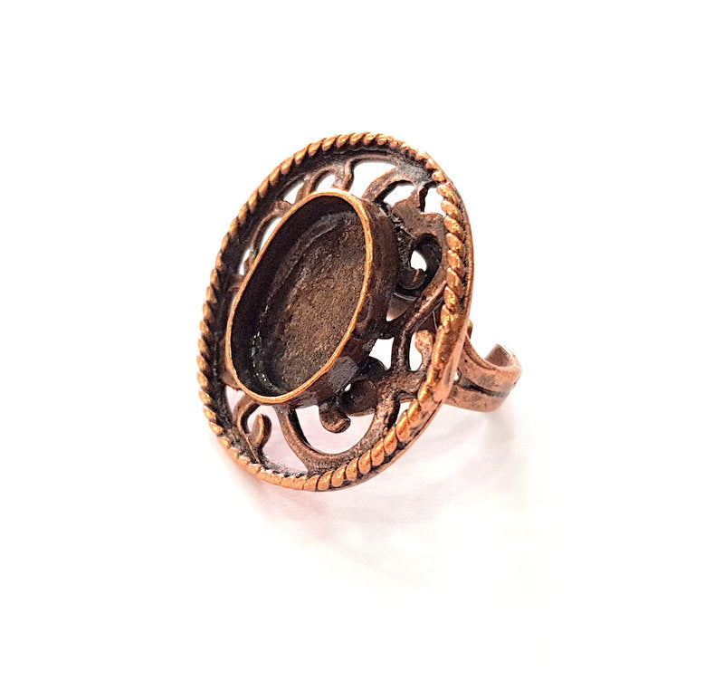 Copper Ring Settings inlay Ring Blank Mosaic Ring Bezel Base Cabochon Mountings ( 18x13 mm blank) Antique Copper Plated Brass G13449