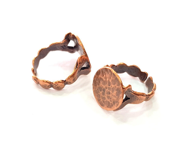 Copper Ring Blank Settings Ring Bezel Base Cabochon Mountings ( 15 mm blank) Antique Copper Plated Brass G13452