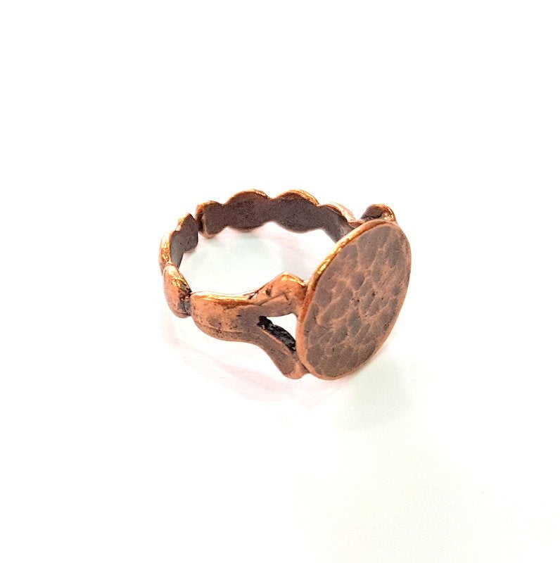 Copper Ring Blank Settings Ring Bezel Base Cabochon Mountings ( 15 mm blank) Antique Copper Plated Brass G13452