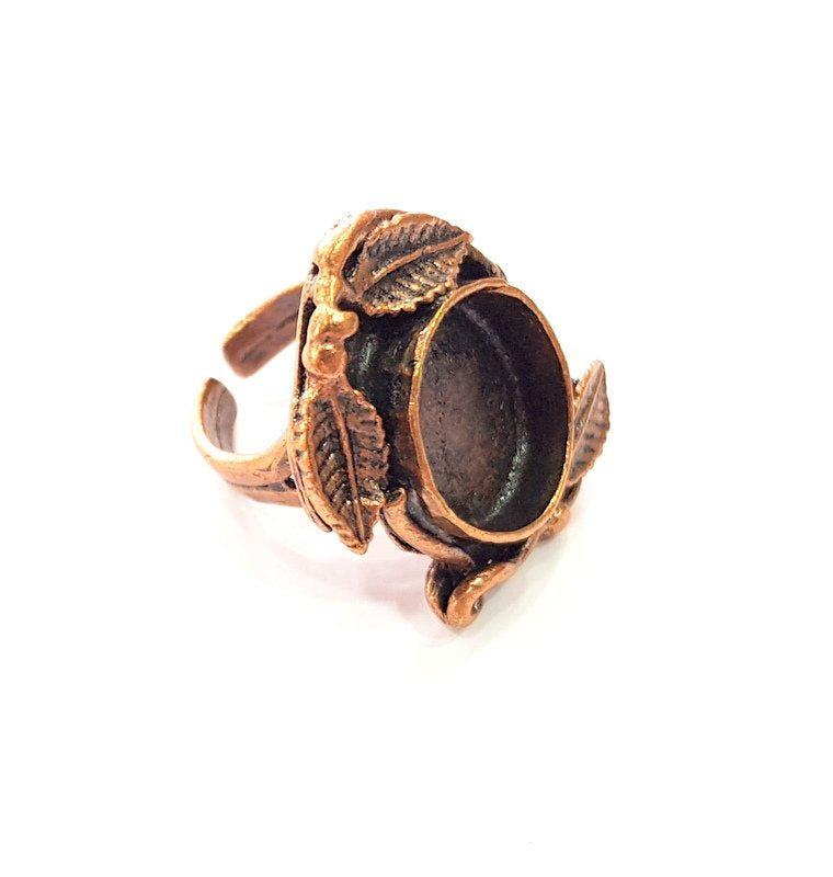 Copper Ring Settings inlay Ring Blank Mosaic Ring Bezel Base Cabochon Mountings ( 16 mm blank) Antique Copper Plated Brass G13454
