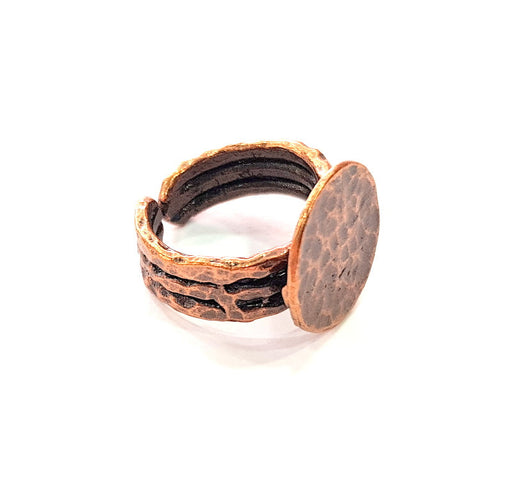 Copper Ring Blank Settings Ring Bezel Base Cabochon Mountings ( 15 mm blank) Antique Copper Plated Brass G13455