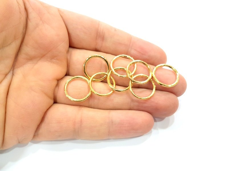10 Circle Connector Charm Gold Plated Charm Gold Plated Metal (16mm)  G12162