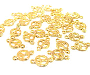 10 Peace Charm Gold Plated Charm Gold Plated Metal (15x9mm)  G12163