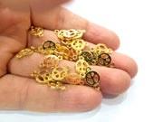 10 Peace Charm Gold Plated Charm Gold Plated Metal (15x9mm)  G12163