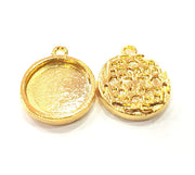 2 Gold Pendant Blank Base Setting Necklace Blank Resin Blank Mountings inlay Blank Shiny Gold Plated Blank ( 16 mm blank ) G12165