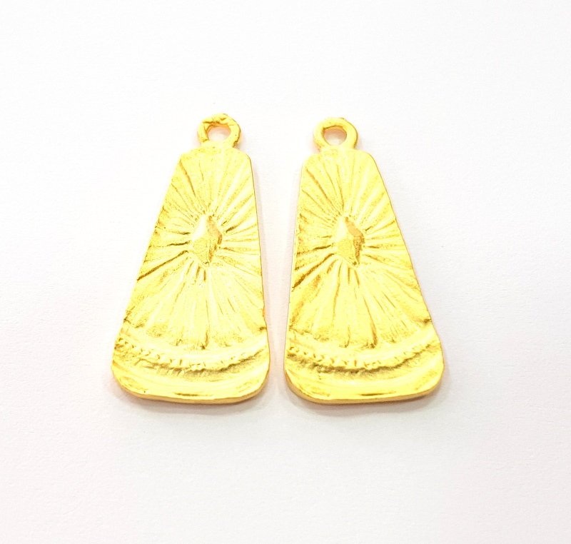 2 Gold Charms Gold Plated Metal (28x12mm)  G12168