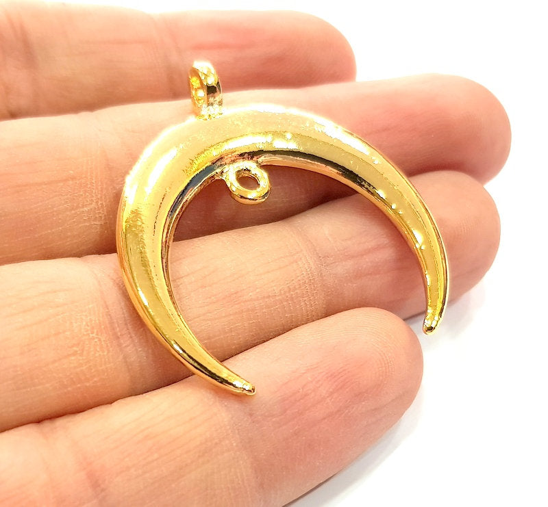 Crescent Charm Moon Charm Gold Plated Charm Gold Plated Metal (42x38mm)  G12169