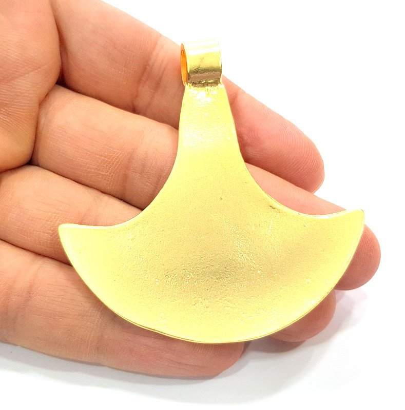 Large Axe Pendant Tribal Pendant Matte Gold Pendant (68x62mm)  G12172