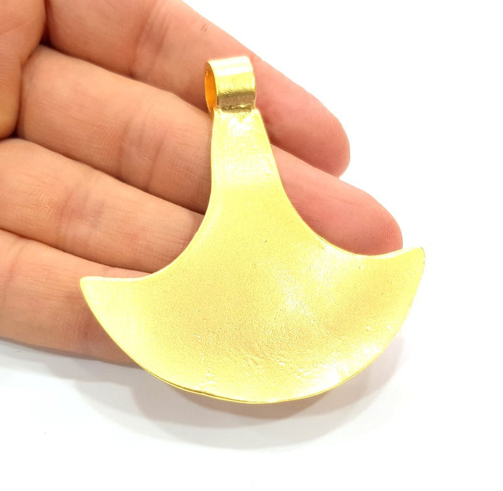 Large Axe Pendant Tribal Pendant Matte Gold Pendant (68x62mm)  G12172