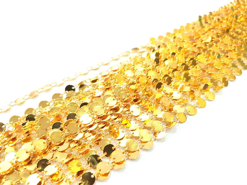 1mt Shiny Gold Flake Chain Gold Plated Brass Chain 1 Meter - 3.3 Feet   (6 mm) G12175