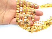 1mt Shiny Gold Flake Chain Gold Plated Brass Chain 1 Meter - 3.3 Feet   (6 mm) G12175