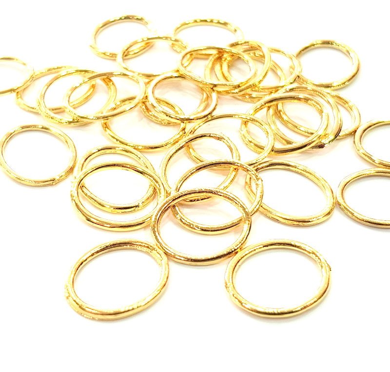 10 Oval Connector Charm Gold Plated Charm Gold Plated Metal (17x14mm)  G12179