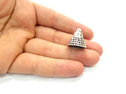 2 Silver Cone Findings Antique Silver Plated Brass  ( 18x18 mm)  G12188