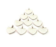 10 Heart Charm Silver Charms Antique Silver Plated Metal (14x12mm) G12191