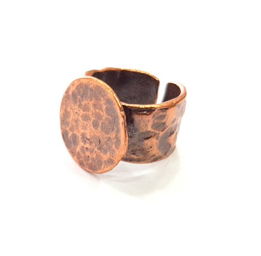 Copper Ring Blank Settings Ring Bezel Base Cabochon Mountings ( 15 mm blank) Antique Copper Plated Brass G13458