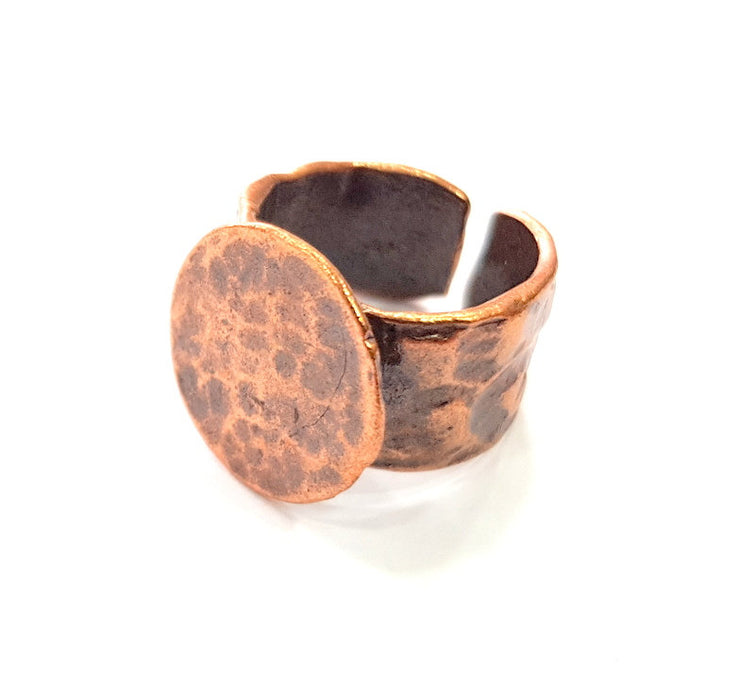Copper Ring Blank Settings Ring Bezel Base Cabochon Mountings ( 15 mm blank) Antique Copper Plated Brass G13458
