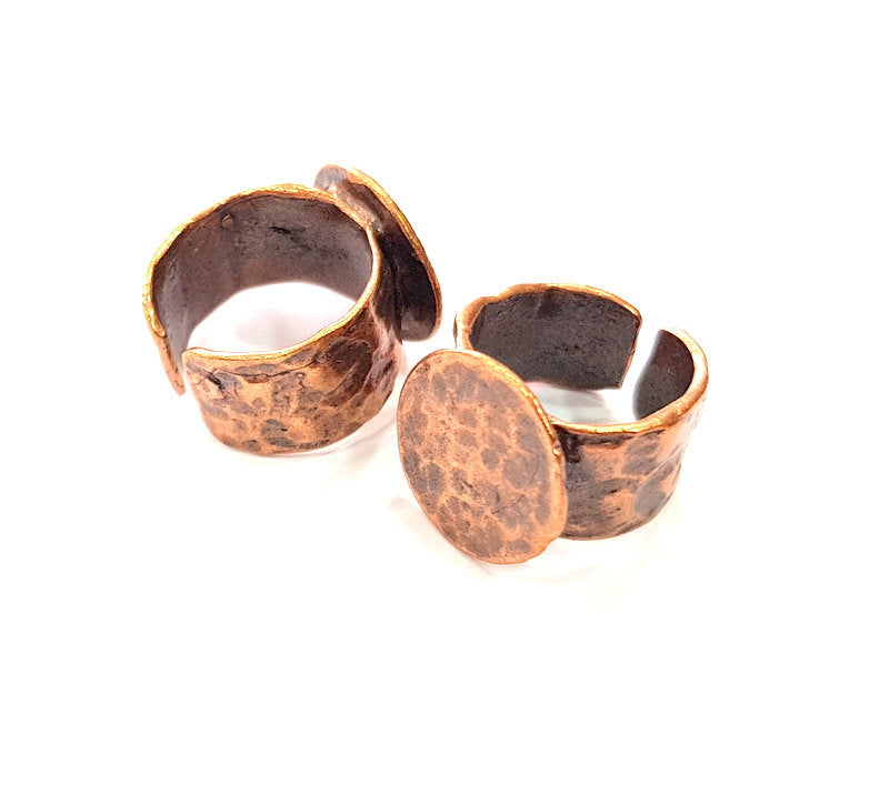 Copper Ring Blank Settings Ring Bezel Base Cabochon Mountings ( 15 mm blank) Antique Copper Plated Brass G13458