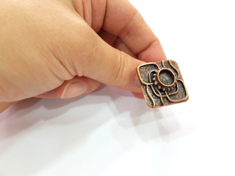 Copper Ring Settings inlay Ring Blank Mosaic Ring Bezel Base Cabochon Mountings ( 10 mm blank) Antique Copper Plated Brass G13459