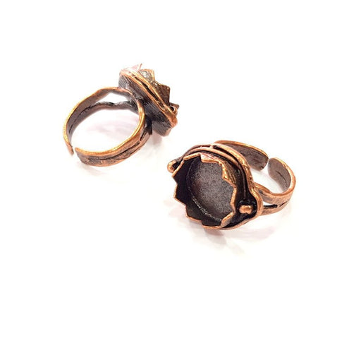 Copper Ring Settings inlay Ring Blank Mosaic Ring Bezel Base Cabochon Mountings ( 14 mm blank) Antique Copper Plated Brass G13461