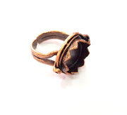 Copper Ring Settings inlay Ring Blank Mosaic Ring Bezel Base Cabochon Mountings ( 14 mm blank) Antique Copper Plated Brass G13461