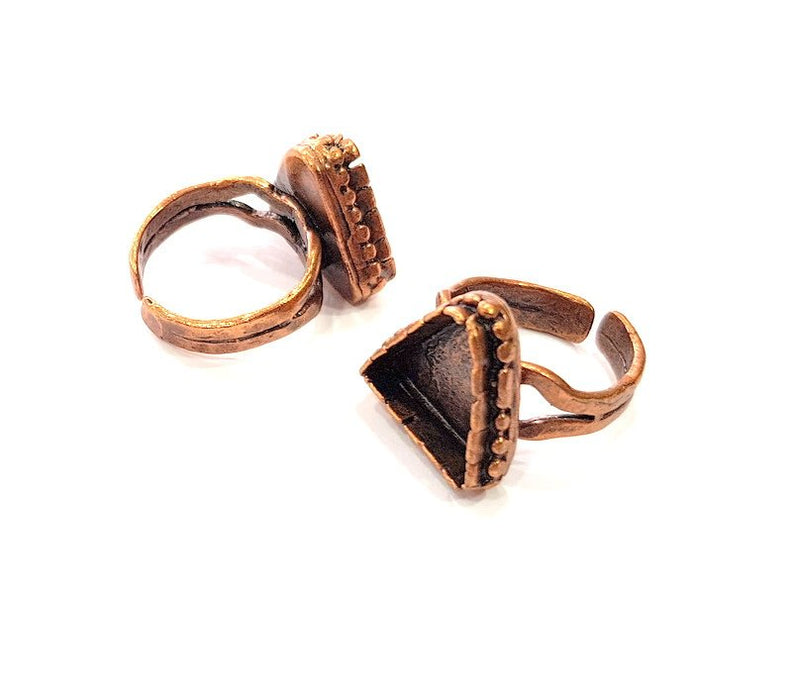 Copper Ring Settings inlay Ring Blank Mosaic Ring Bezel Base Cabochon Mountings ( 13x13 mm blank) Antique Copper Plated Brass G13462