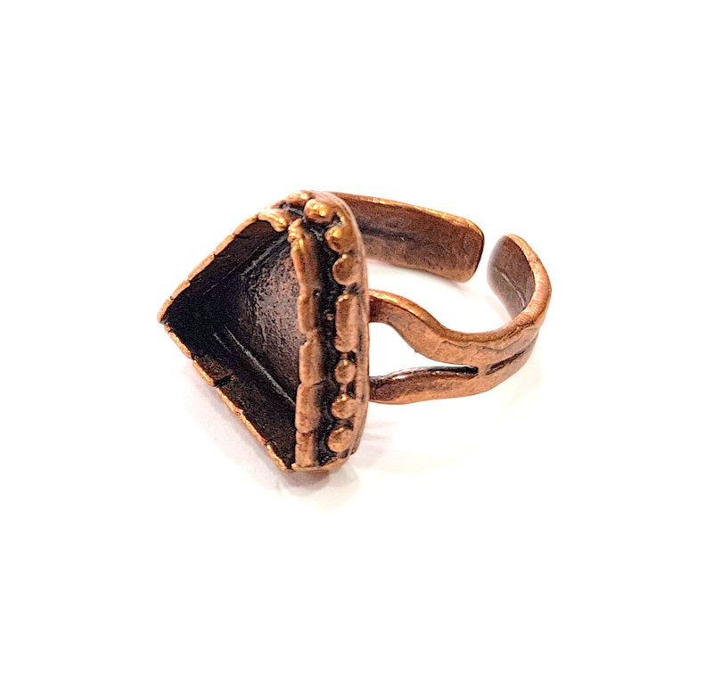 Copper Ring Settings inlay Ring Blank Mosaic Ring Bezel Base Cabochon Mountings ( 13x13 mm blank) Antique Copper Plated Brass G13462