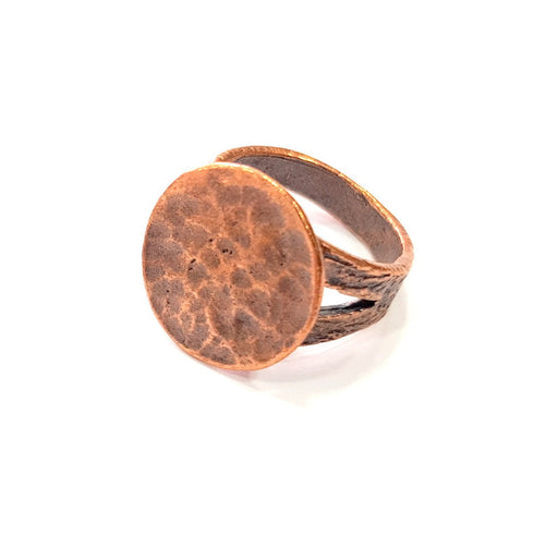Copper Ring Blank Settings Ring Bezel Base Cabochon Mountings ( 15 mm blank) Antique Copper Plated Brass G13463