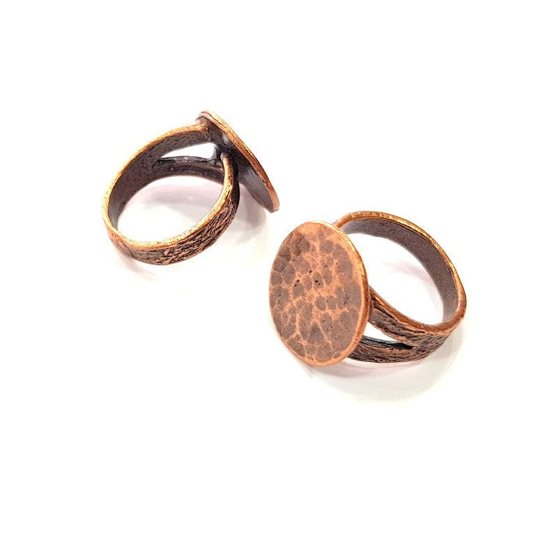 Copper Ring Blank Settings Ring Bezel Base Cabochon Mountings ( 15 mm blank) Antique Copper Plated Brass G13463