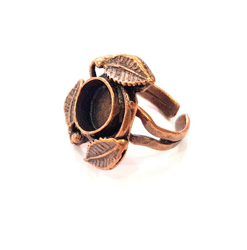 Copper Ring Settings inlay Ring Blank Mosaic Ring Bezel Base Cabochon Mountings ( 10 mm blank) Antique Copper Plated Brass G13464