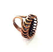 Copper Ring Settings inlay Ring Blank Mosaic Ring Bezel Base Cabochon Mountings ( 24x17 mm blank) Antique Copper Plated Brass G13478