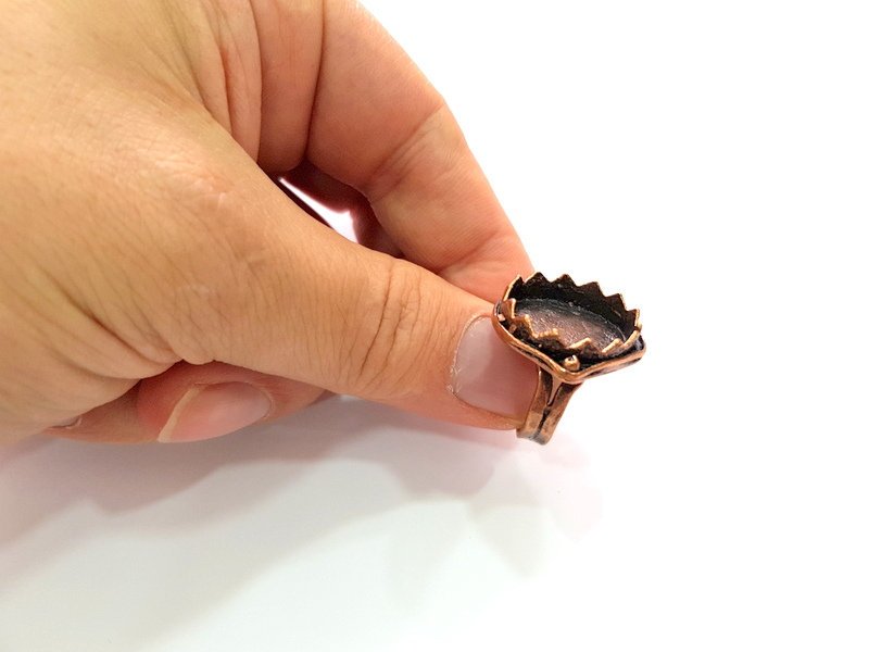 Copper Ring Settings inlay Ring Blank Mosaic Ring Bezel Base Cabochon Mountings ( 20 mm blank) Antique Copper Plated Brass G13474