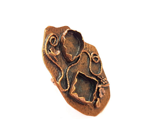 Copper Ring Settings inlay Ring Blank Mosaic Ring Bezel Base Cabochon Mountings ( 16x13mm,12x12mm blank) Antique Copper Plated Brass G13475