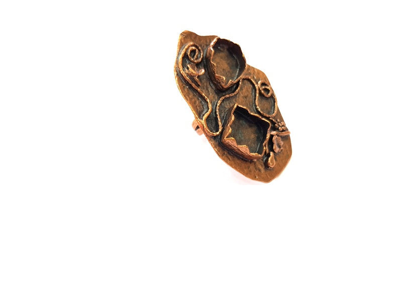 Copper Ring Settings inlay Ring Blank Mosaic Ring Bezel Base Cabochon Mountings ( 16x13mm,12x12mm blank) Antique Copper Plated Brass G13475