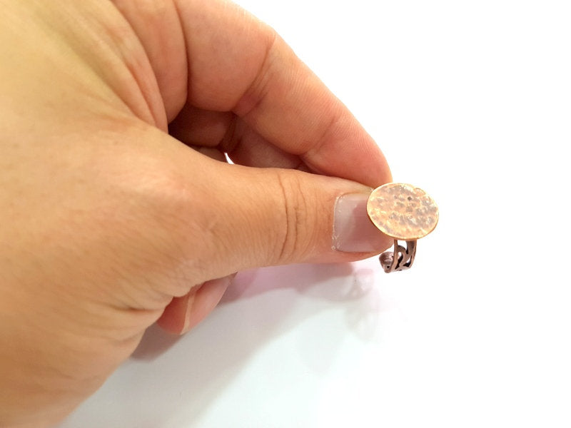 Copper Ring Blank Settings Ring Bezel Base Cabochon Mountings ( 15 mm blank) Antique Copper Plated Brass G13482