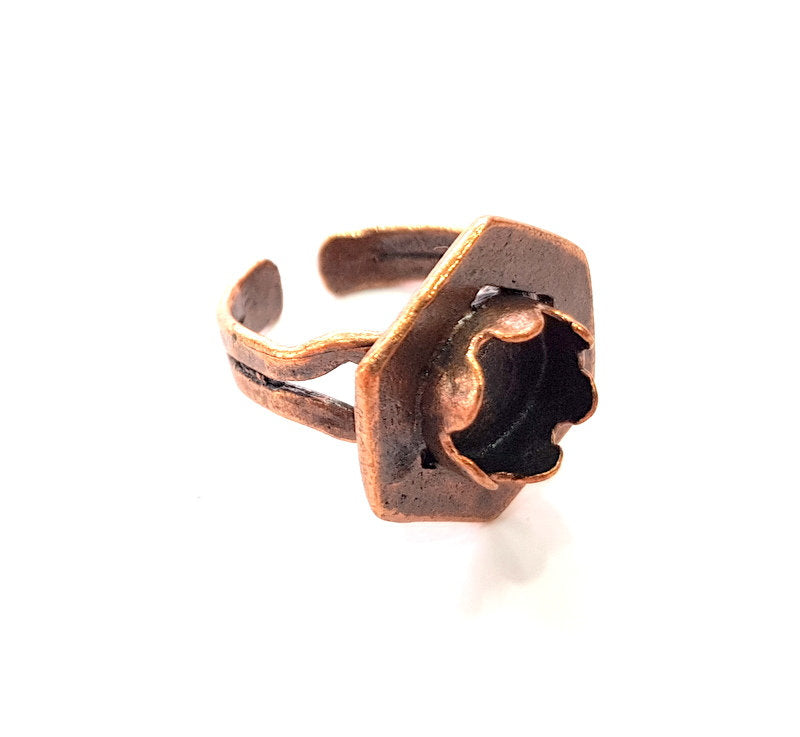 Copper Ring Settings inlay Ring Blank Mosaic Ring Bezel Base Cabochon Mountings ( 10 mm blank) Antique Copper Plated Brass G13479