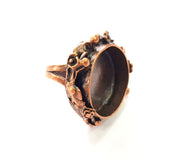 Copper Ring Settings inlay Ring Blank Mosaic Ring Bezel Base Cabochon Mountings ( 24 mm blank) Antique Copper Plated Brass G13480