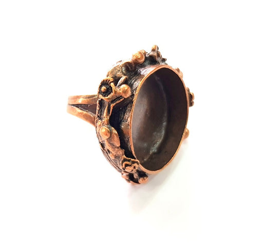 Copper Ring Settings inlay Ring Blank Mosaic Ring Bezel Base Cabochon Mountings ( 24 mm blank) Antique Copper Plated Brass G13480