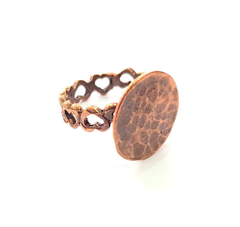 Copper Ring Blank Settings Ring Bezel Base Cabochon Mountings ( 15 mm blank) Antique Copper Plated Brass G13485