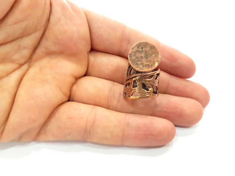 Copper Ring Blank Settings Ring Bezel Base Cabochon Mountings ( 15 mm blank) Antique Copper Plated Brass G13487