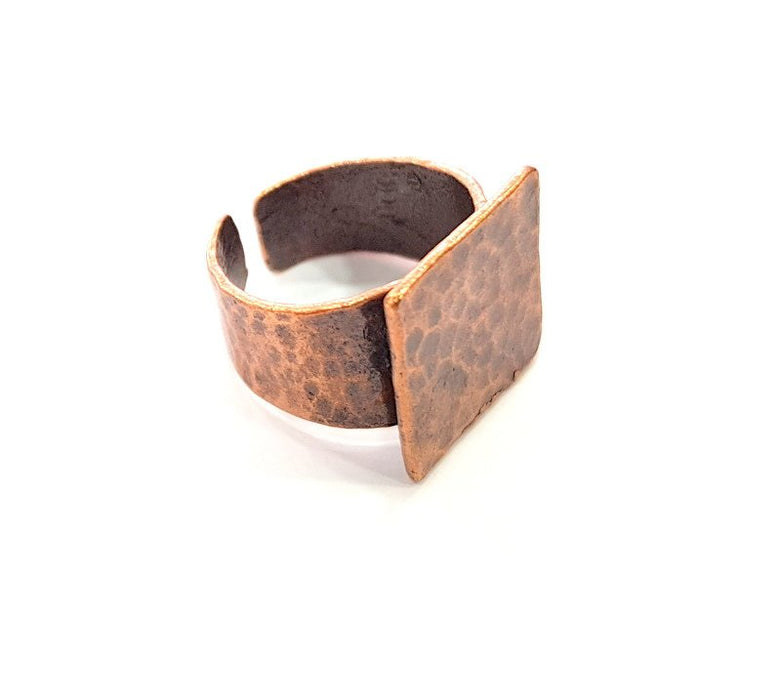 Copper Ring Blank Settings Ring Bezel Base Cabochon Mountings ( 15x15 mm blank) Antique Copper Plated Brass G13492