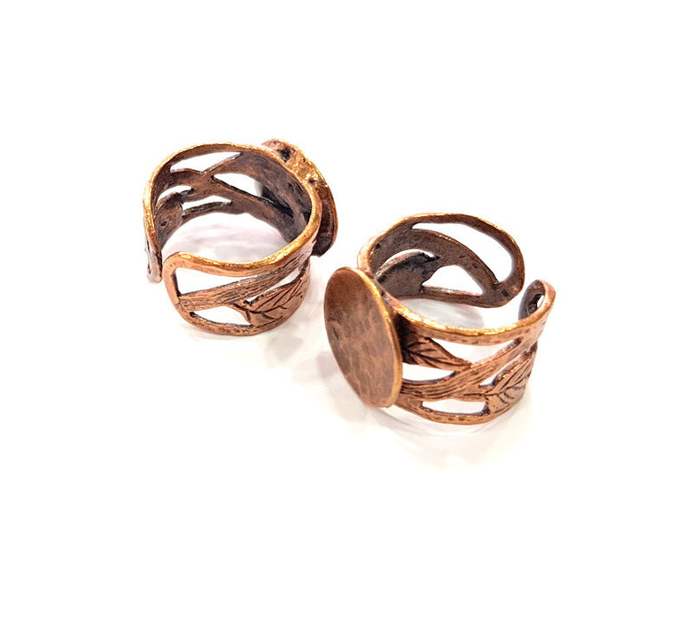 Copper Ring Blank Settings Ring Bezel Base Cabochon Mountings ( 15 mm blank) Antique Copper Plated Brass G13493