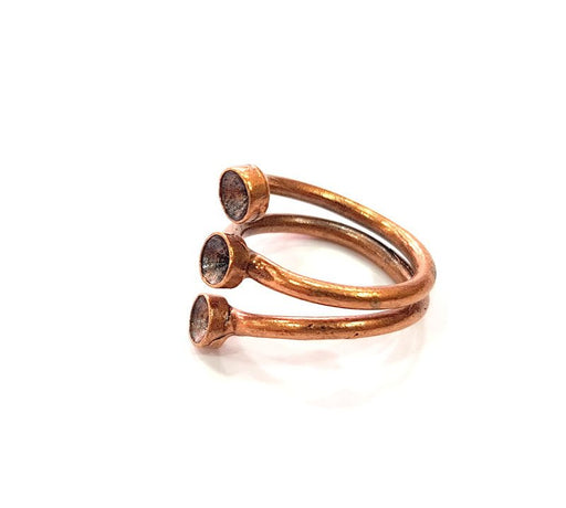 Copper Ring Settings inlay Ring Blank Mosaic Ring Bezel Base Cabochon Mountings ( 5 mm blank) Antique Copper Plated Brass G13495