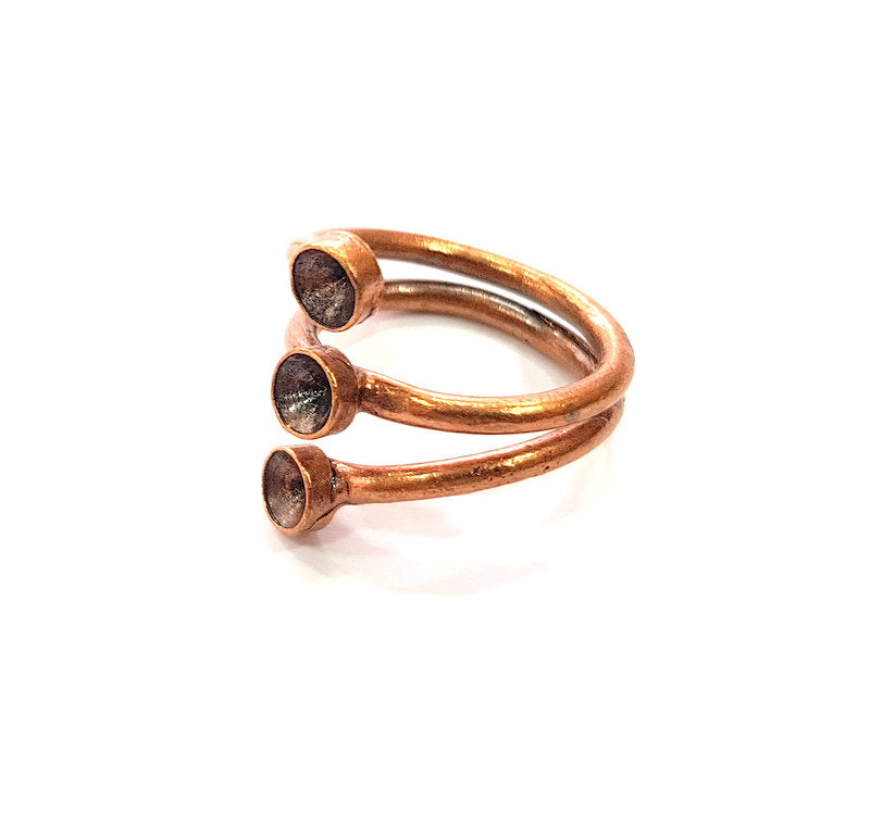Copper Ring Settings inlay Ring Blank Mosaic Ring Bezel Base Cabochon Mountings ( 5 mm blank) Antique Copper Plated Brass G13495